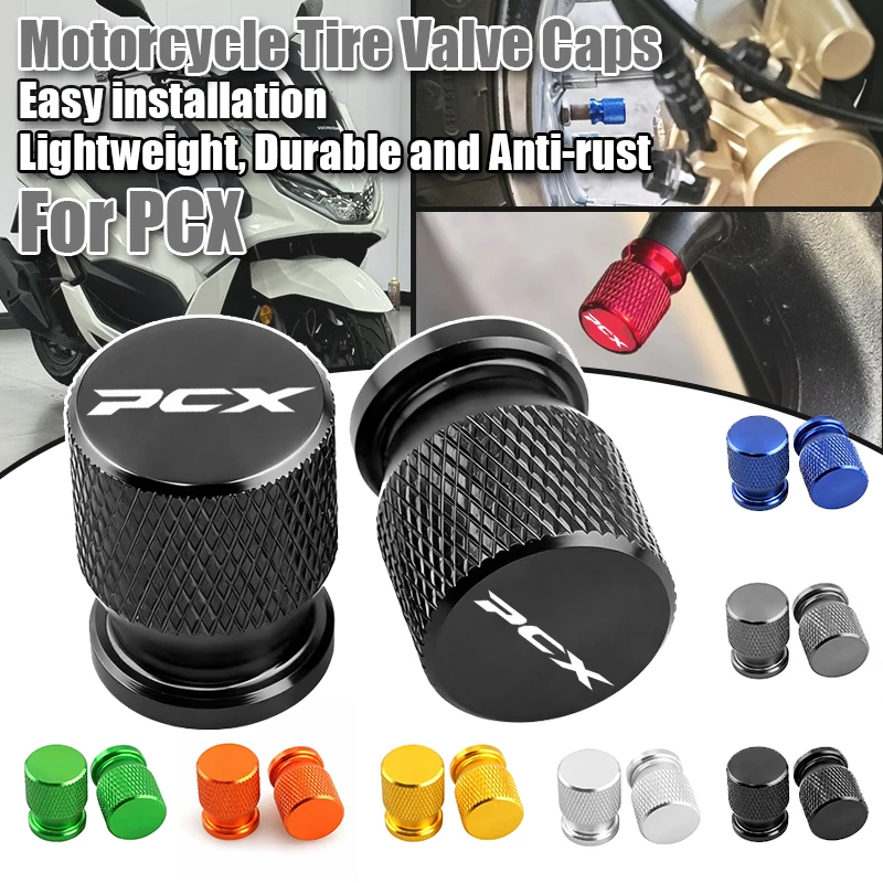 For Honda PCX125 PCX150 PCX160 PCX 160 PCX 150 PCX 125 Motorcycle Tire Valve Air Port Stem Cap Cover Plug CNC Aluminum PCX logo