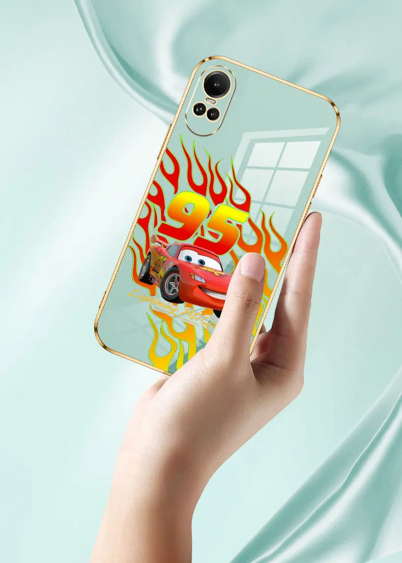 Disney Cars Lightning McQueen 95 Phone Case For OPPO Reno 12 11 11F 10 8 8T 7 7Z 6 6Z 5 5F 4 4F Pro Plus Lite 5G Plating Cover - Image 6