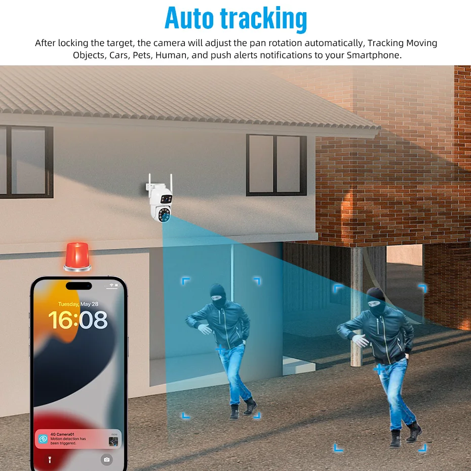 Fuers 4G Kamera 6MP PTZ Kamera Outdoor SIM Karte Sicherheit Kamera CCTV Überwachung Farbe Nachtsicht Motion Detect Auto Tracking