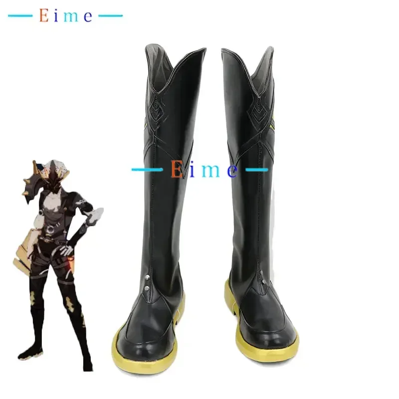 Game Honkai Impact 3 Kalpas Cosplay Shoes Halloween Carnival Black Boots Anime PU Leather Shoes Cosplay Props Custom Made