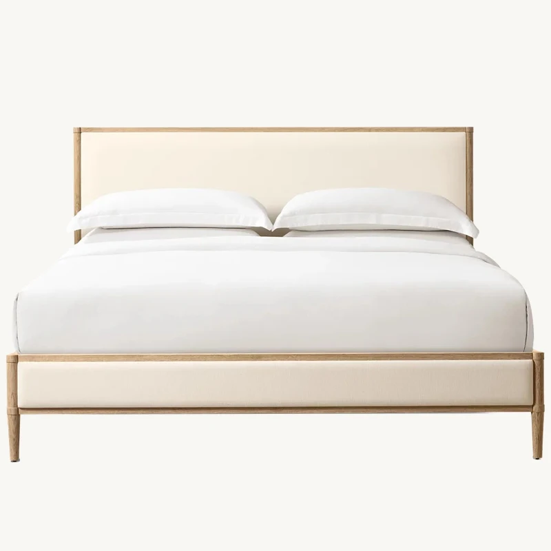 Fashionable and Creative Double Bed, Soft-padded High-end Hotel King-sized Bed, Minimalist Modern Villa Apartment Solid Wood Bed