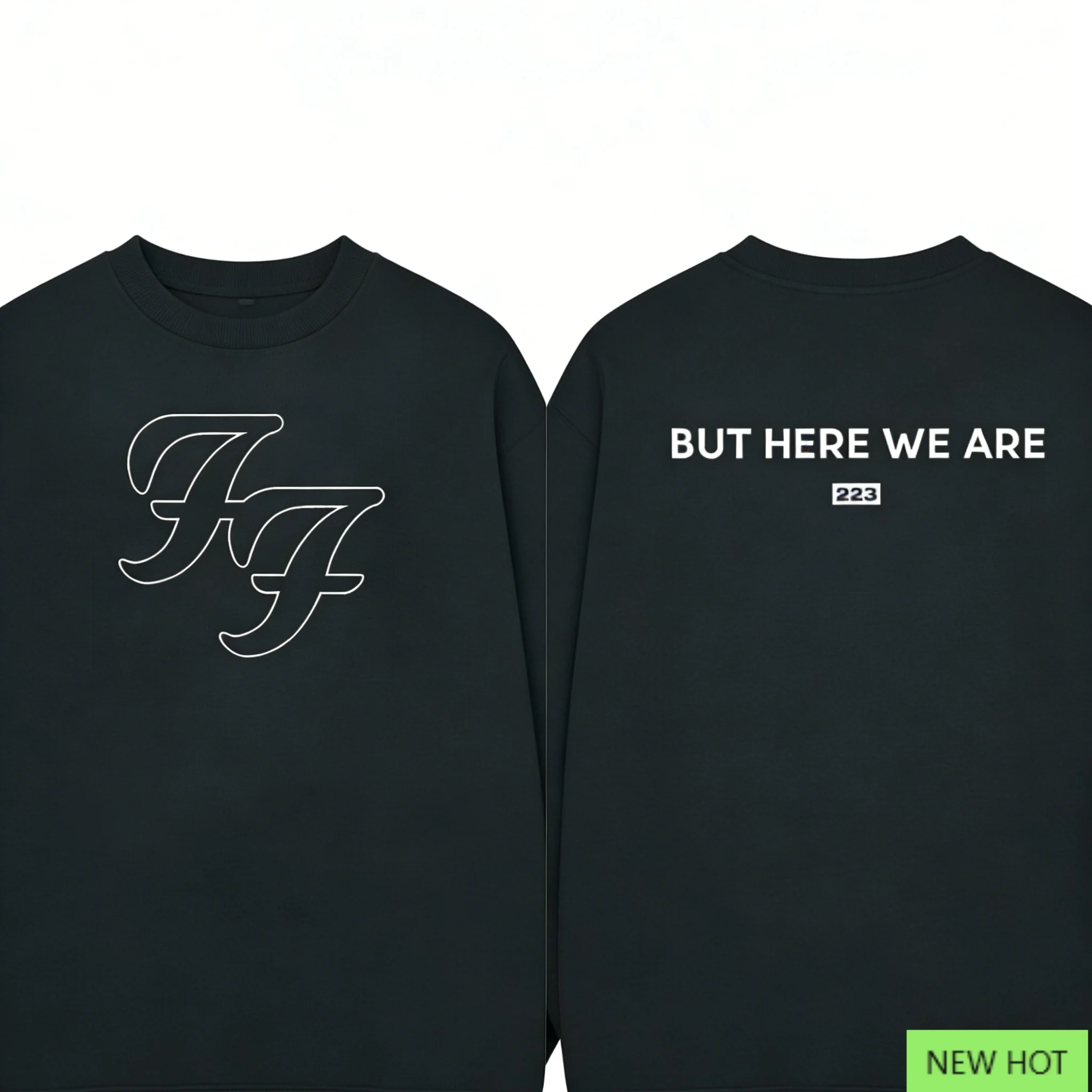 

Foo Fighters But Here We Are Crewneck, альтернативный рок-топ, идеально подходит для фанатов, который любит стиль группы и минималистская текстурированная атмосфера