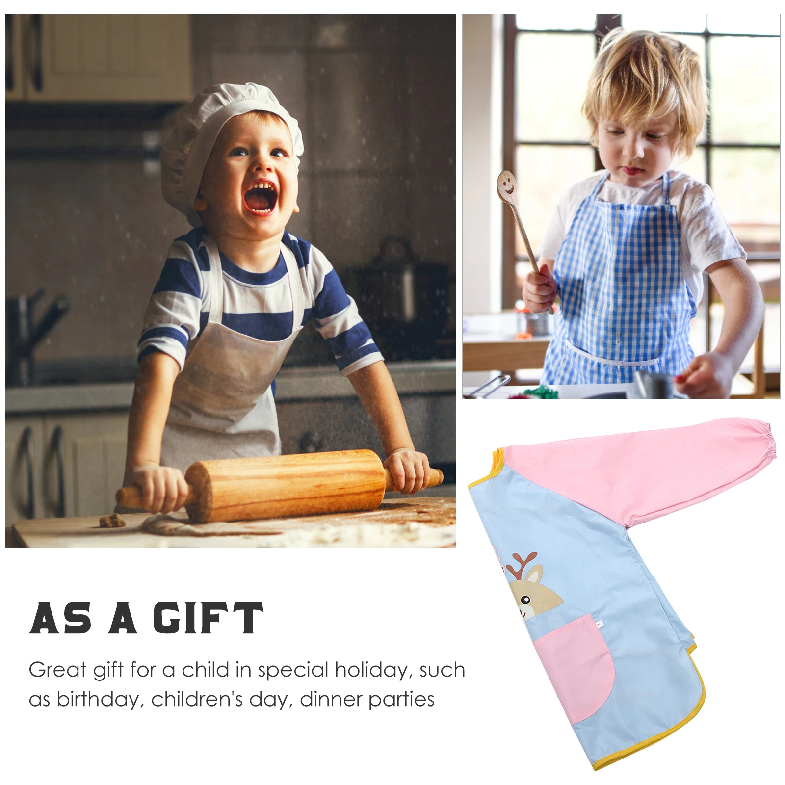 

Children Painting Smock Draw Clothes and Eat Apron Waterproof Cooking Children's Drawing Toddler
