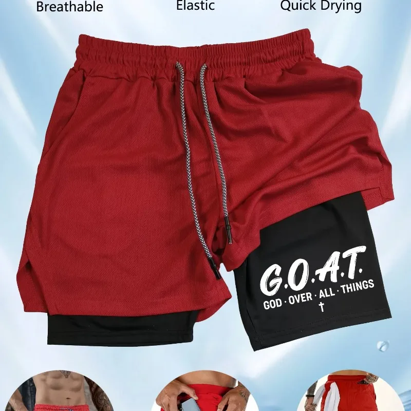 2026 Men's Double-Layer Fitness Sports Shorts, Slim-Fit Quick-Dry Breathable Summer Shorts, Men's Gym Training Athletic Pants