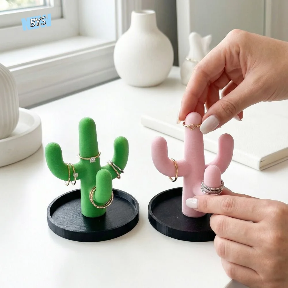 

Cute Creative Cactus Ring Holder INS Decoration Jewelry Storage Tray Solid Color Funny Mini Key Tray Photography Props