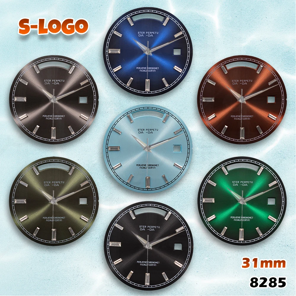 

Хрустальный стержень с бриллиантовым циферблатом 31 мм для автоматического использования 8285 | Логотип S и без ночника | Аксессуары для модификации мужских часов