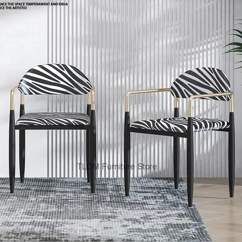 Modern Contrast Color Accent Chair Half Round Wack Cushion Slim Matte Black Metal Leg Dining Makeup Leisure Chair
