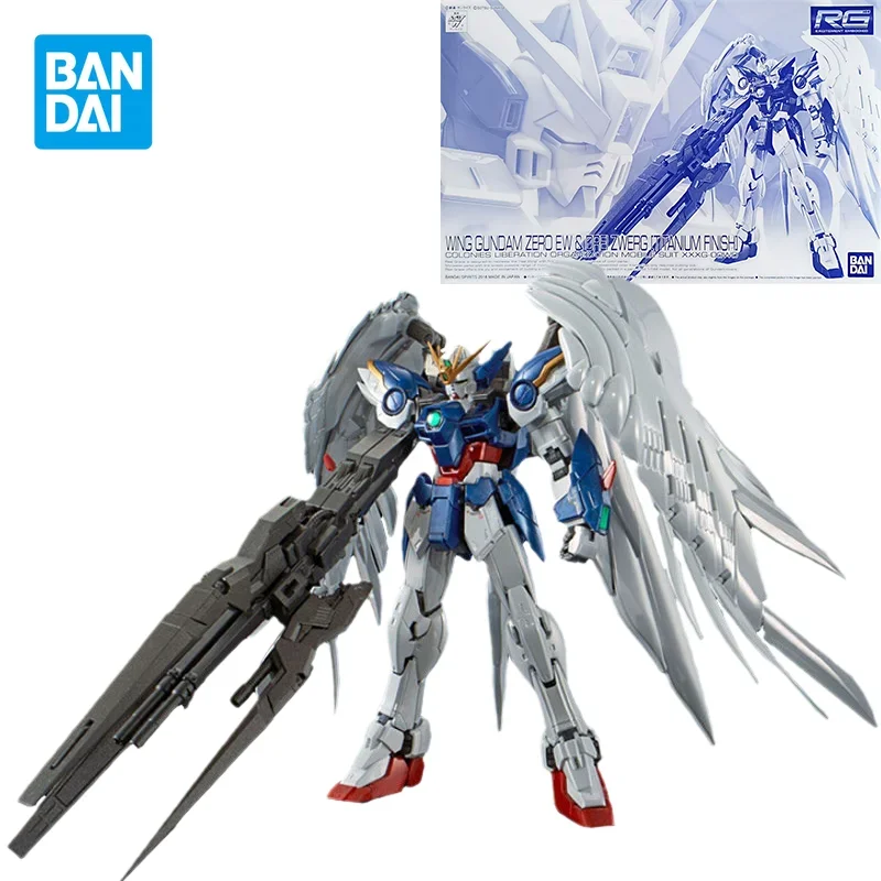 Bandai GUNDAM Anime PB Limited RG 1/144 WING GUNDAM ZERO EW DREI ZWERG TATANIUM FINISH Action Figure Toys Model Gifts for Kids