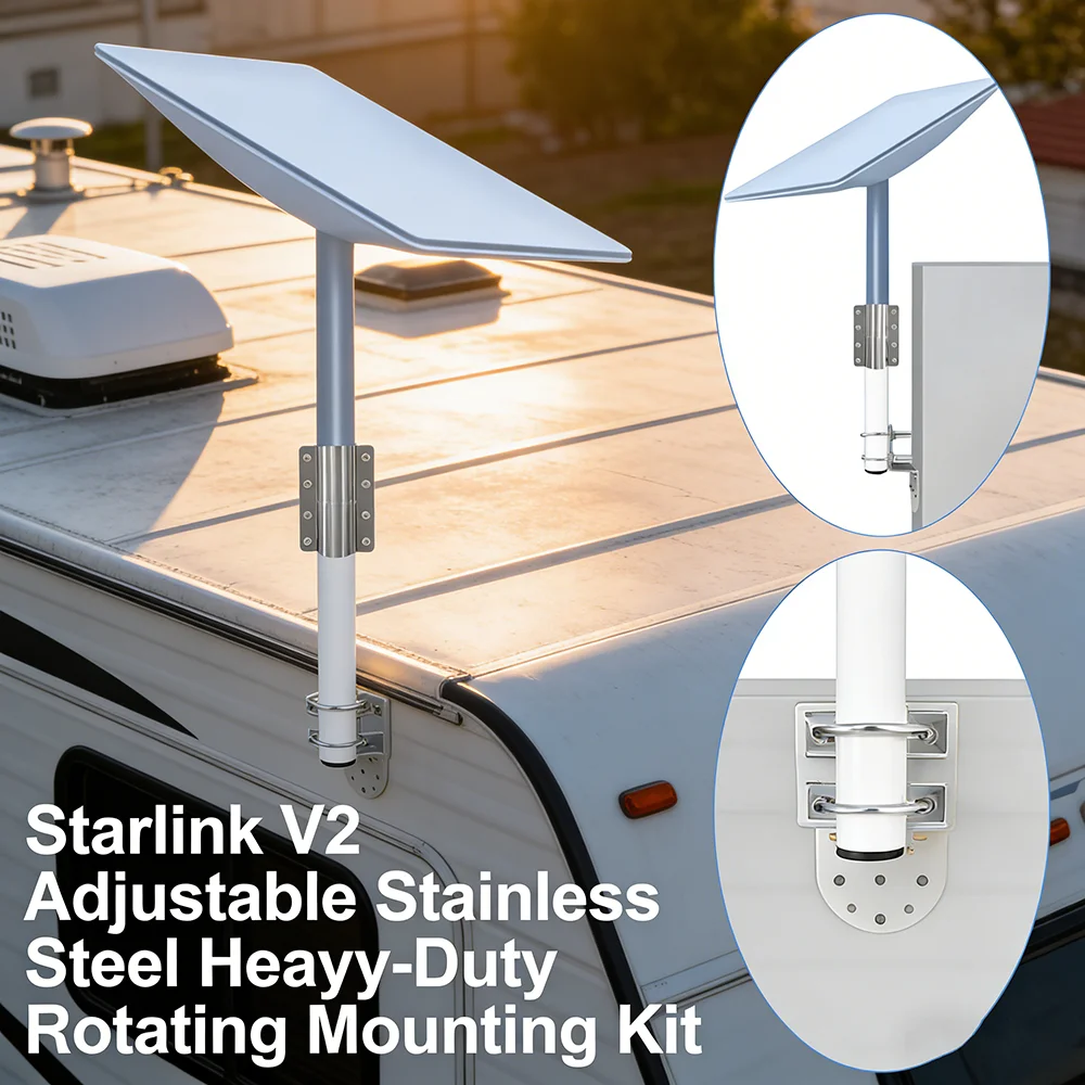 For Starlink V2 Adjustable Antenna Bracket Stainless Steel Heavy Duty Pivot Starlink Installation Kit,For Roof and Wall Mounting