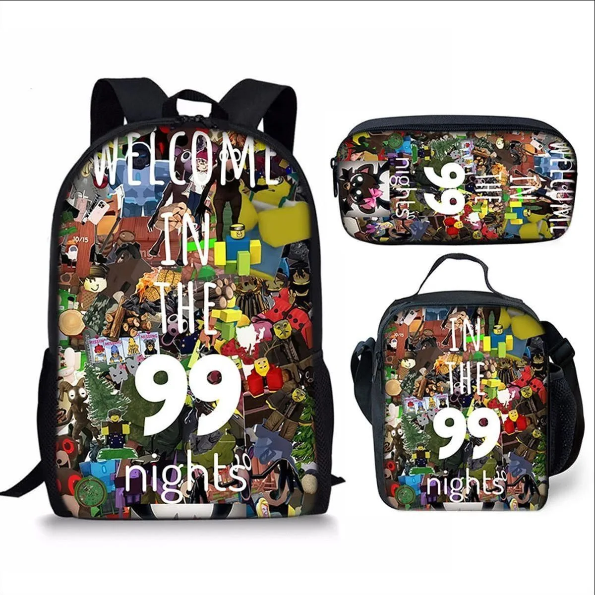 Luxury Popular Funny 99 days in the forest 3D Printed 3pcs/Set pupil School Bags Laptop Daypack Backpack Lunch bag Pencil Case