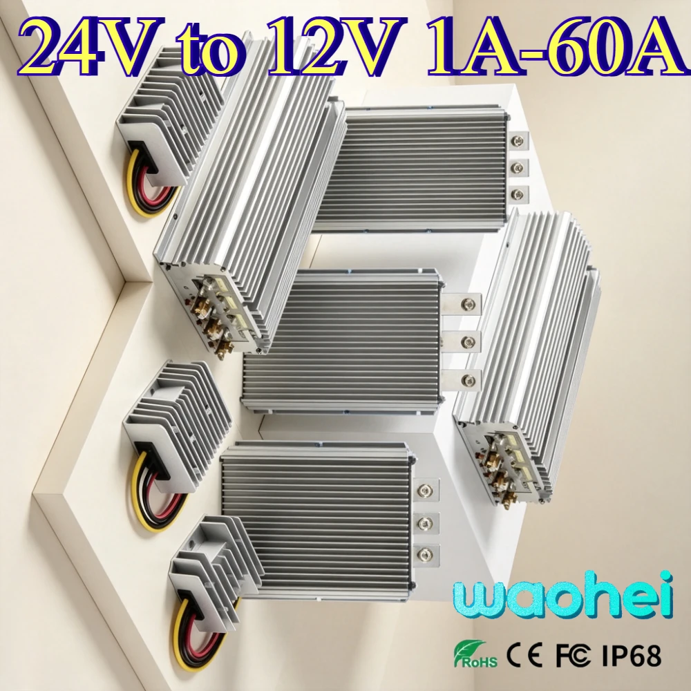 24V to 12V 1A-60A DC Converter Step Down 24 Volt to 12 Volt Voltage Regulator Buck Module Buck Regulator for Cars Solar CE ROHS