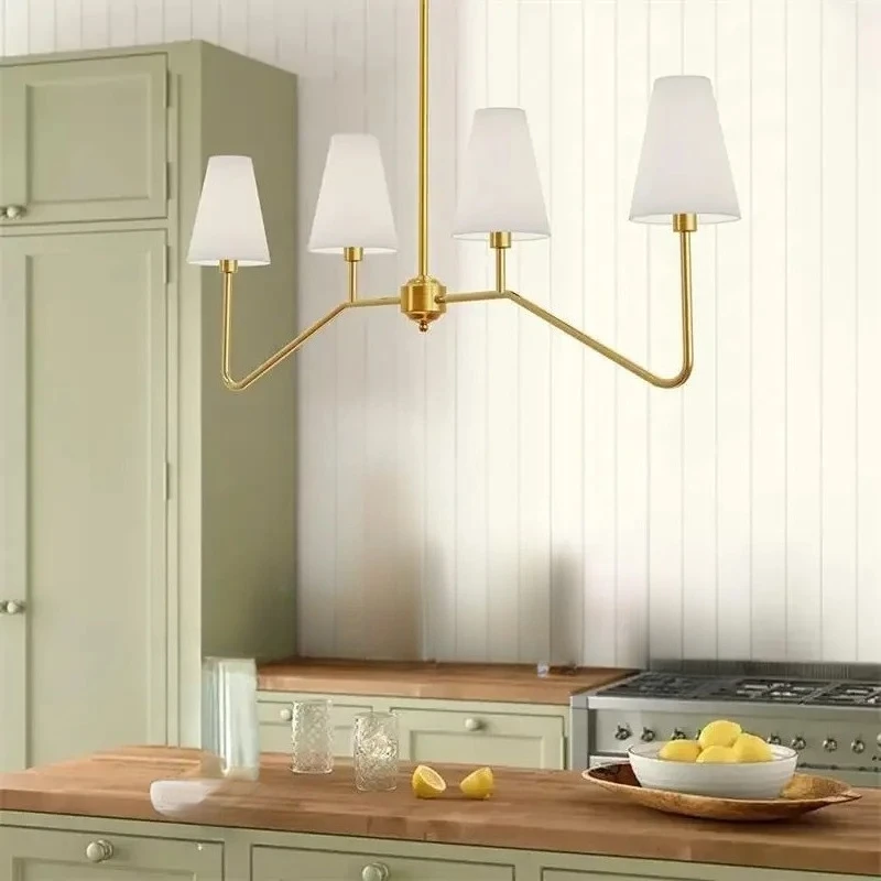 

American Style White Linen Shades LED Lamp Home Decor Living Room Dining Table Bedroom Pendant Lights Modern Salon