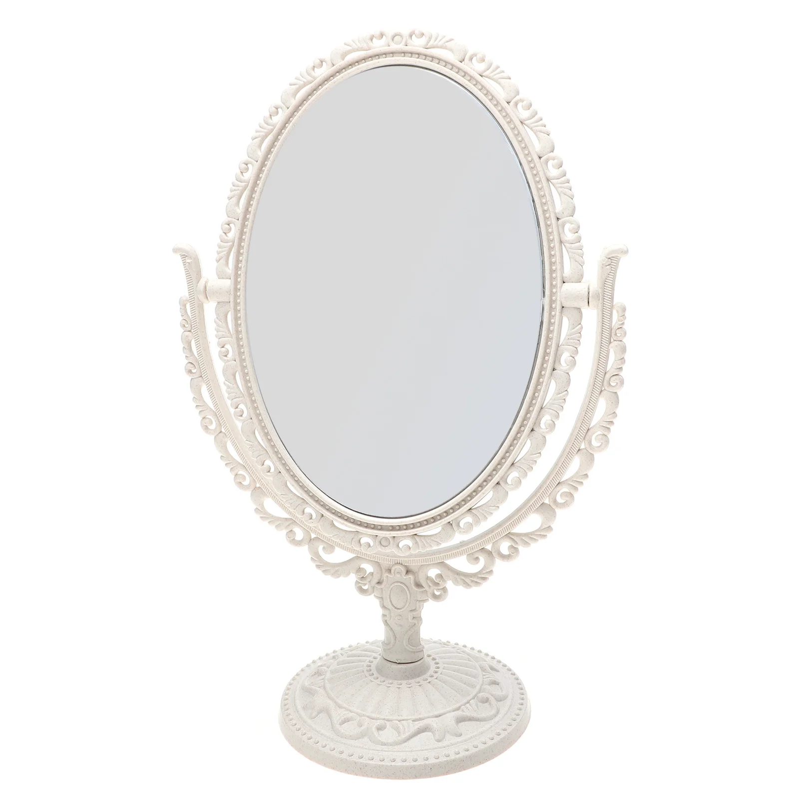 Double-Side Makeup Mirror Vintage Oval Desktop Tabletop Mirror for Bedroom Vanity Use Elegant Desktop Decoration
