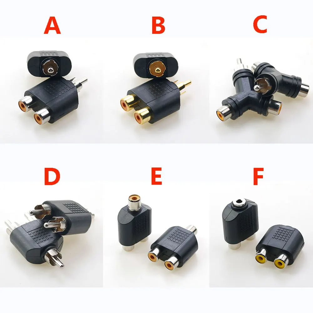 RCA Male Female To 2RCA male Audio connector 3.5mm to RCA Stereo Female Jack Plug Adapter Headphone Y Splitter Audio Adapter