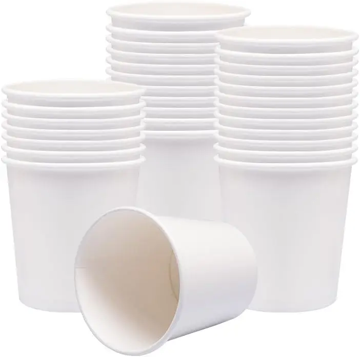 

Paper Ice Cream Cups, Paper Hot/Cold Soup Cups - 100 Count (White) (16 oz)