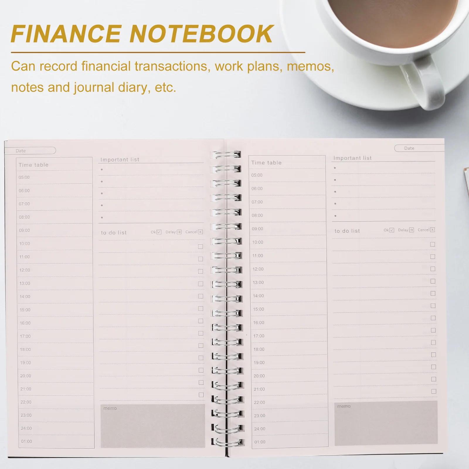 3Pcs Stylish Diary Notebook Paper Notepad for Financial Transactions Work Plans Personal Journal Organizer