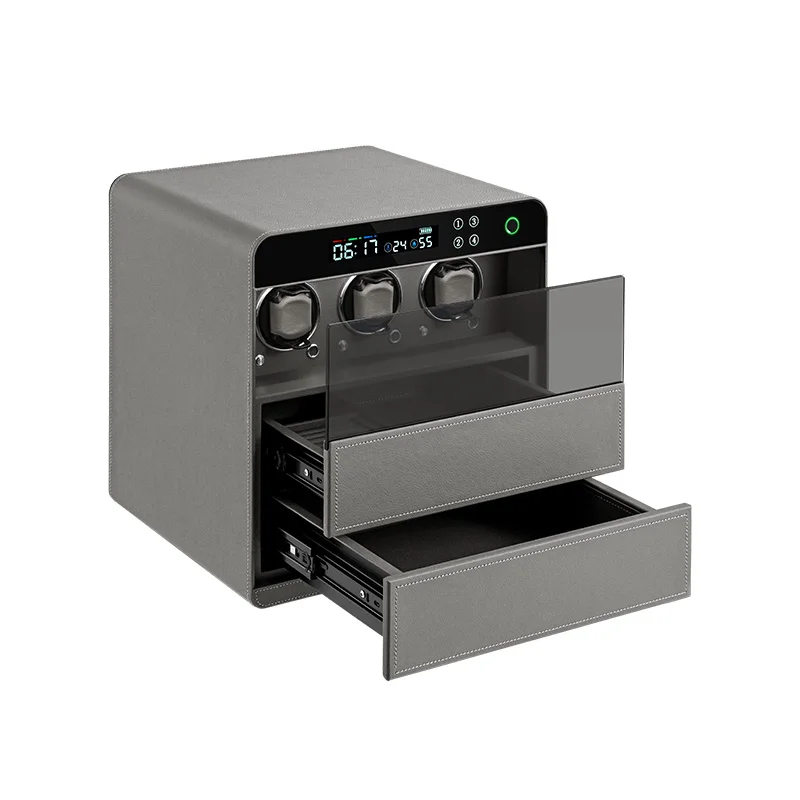 New Design Fingerprint Lock Intelligent Touch Screen Lcd Display Luxury Automatic Watch Display Winder Box