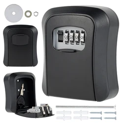 Key Safe Wall Mounted 4 Digit Combination Password Lock Key Storage Box Outdoor Security Anti-theft for House Keys Holder