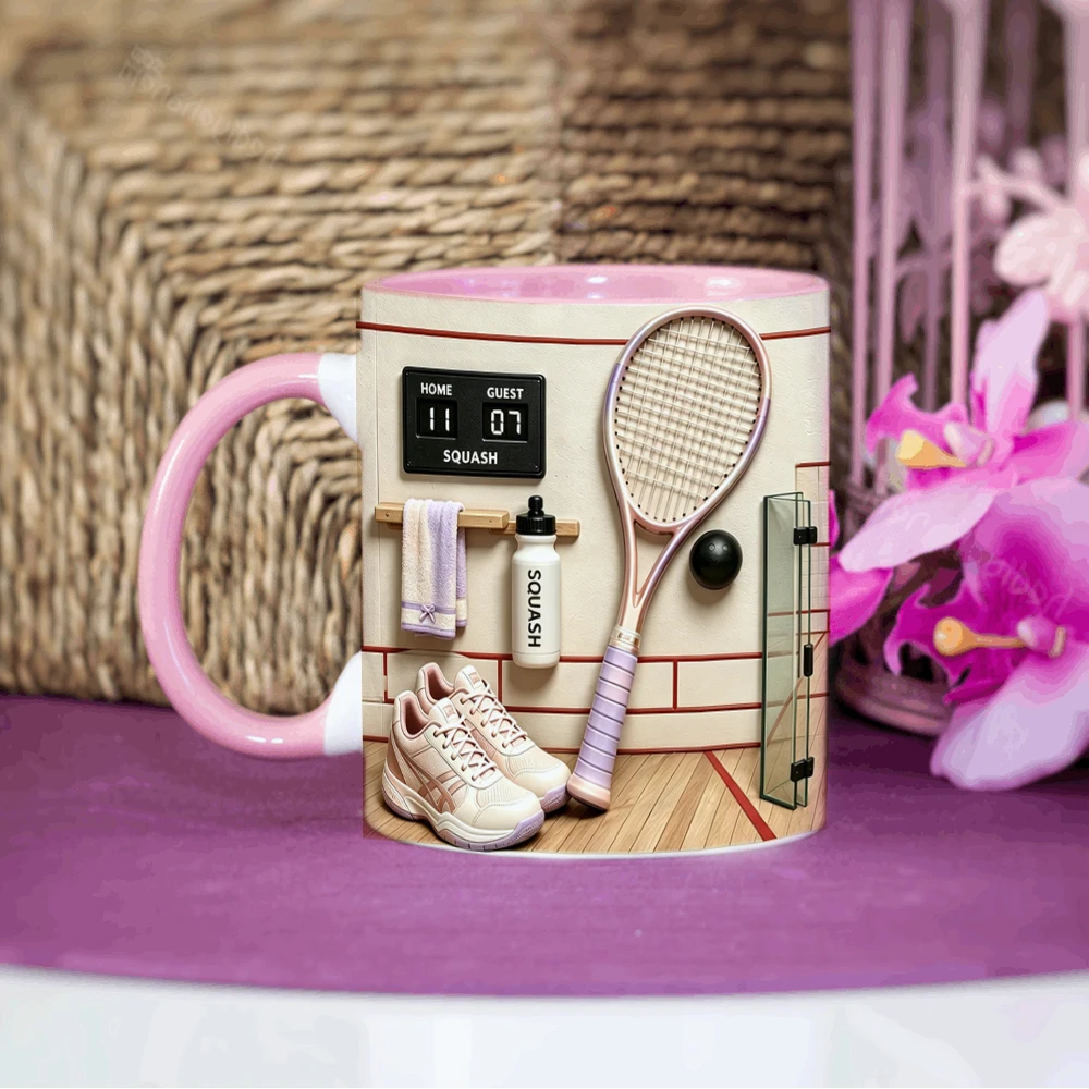 Mug Kopi Keramik Bertema Squas - Badminton Cup ulasan dan harga