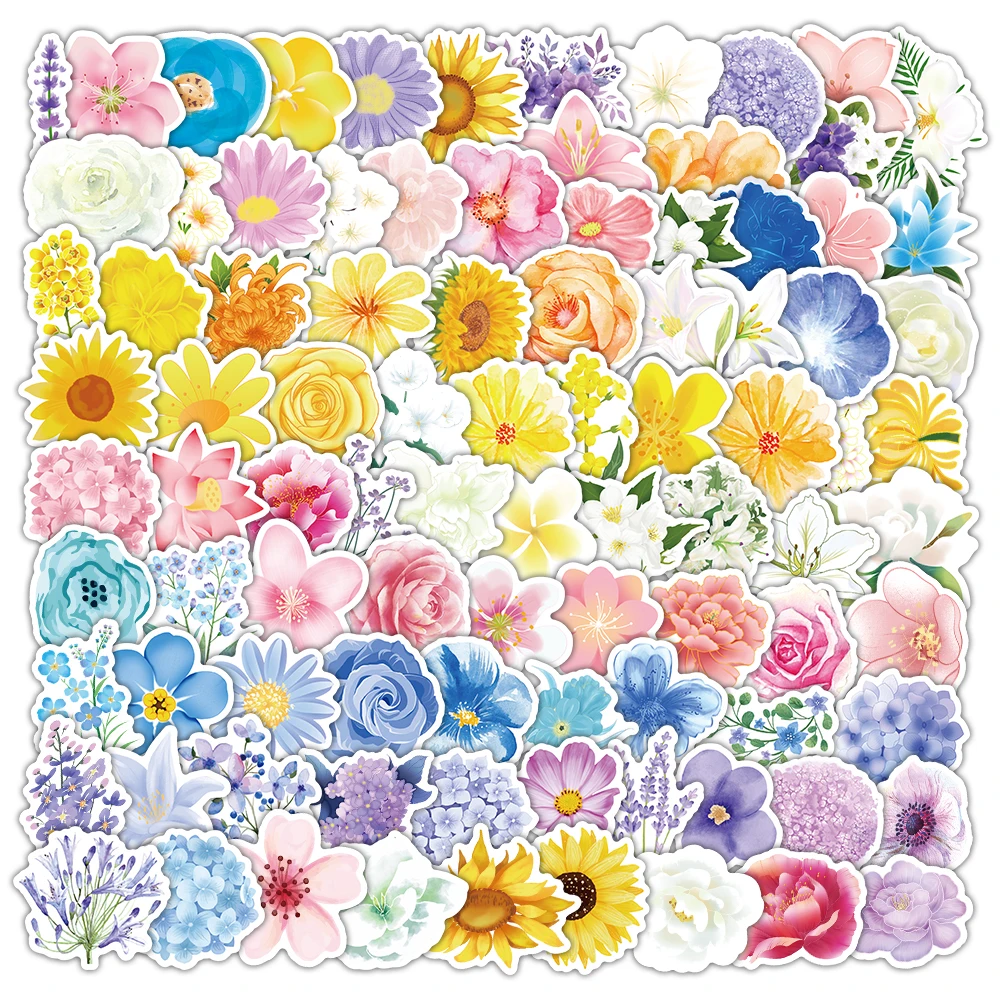 100 pieces plant flower and floral stickers of high appearance quality, suitable for Instagram clean beginner-style decoration a