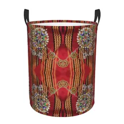 Custom Amazigh Kabyle Jewelry Laundry Basket Africa Berber Ethnic Style Clothes Hamper for Nursery Kids Toys Storage Bag