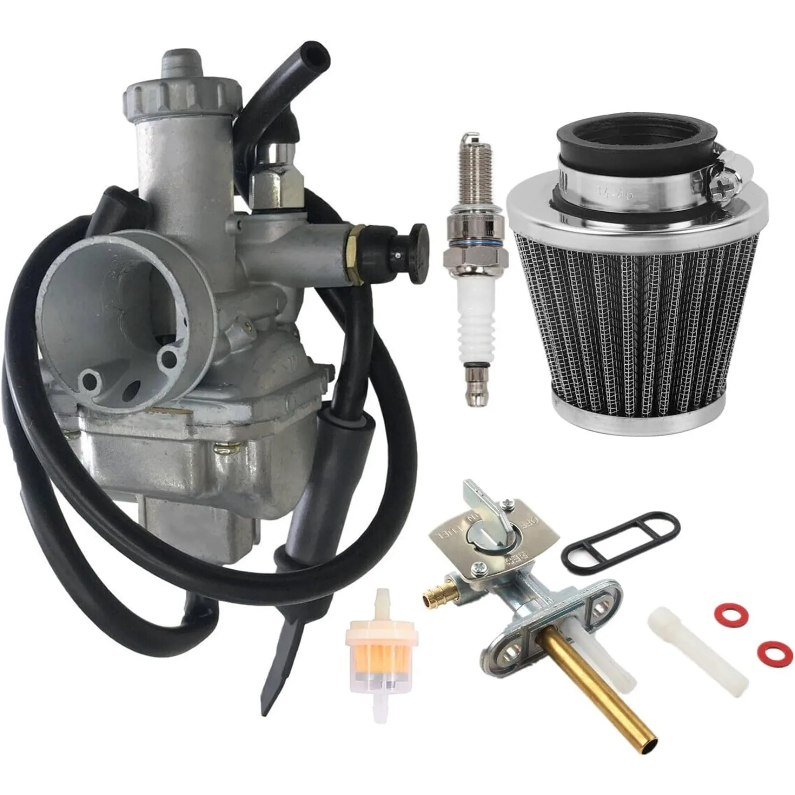 Carburador de LT-F160 para Suzuki LT-F160 LT160 Quadrunner 160 Carb 1989-2003 reemplazar 13200-03400 con válvula de llave de purga de filtro de aire/combustible