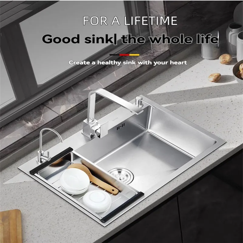 

Sink, single sink, kitchen sink, 304 stainless steel sink, household handmade sink, nano countertop sink