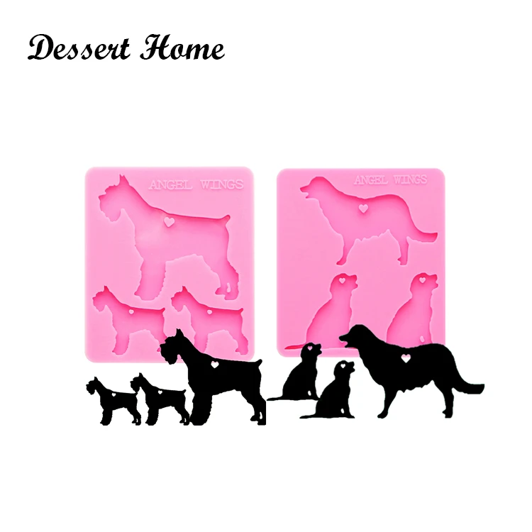 DY0165 Schnauzer epoxy resin molds Dog family mold for keychains Jewelry silicon molds for resin diy