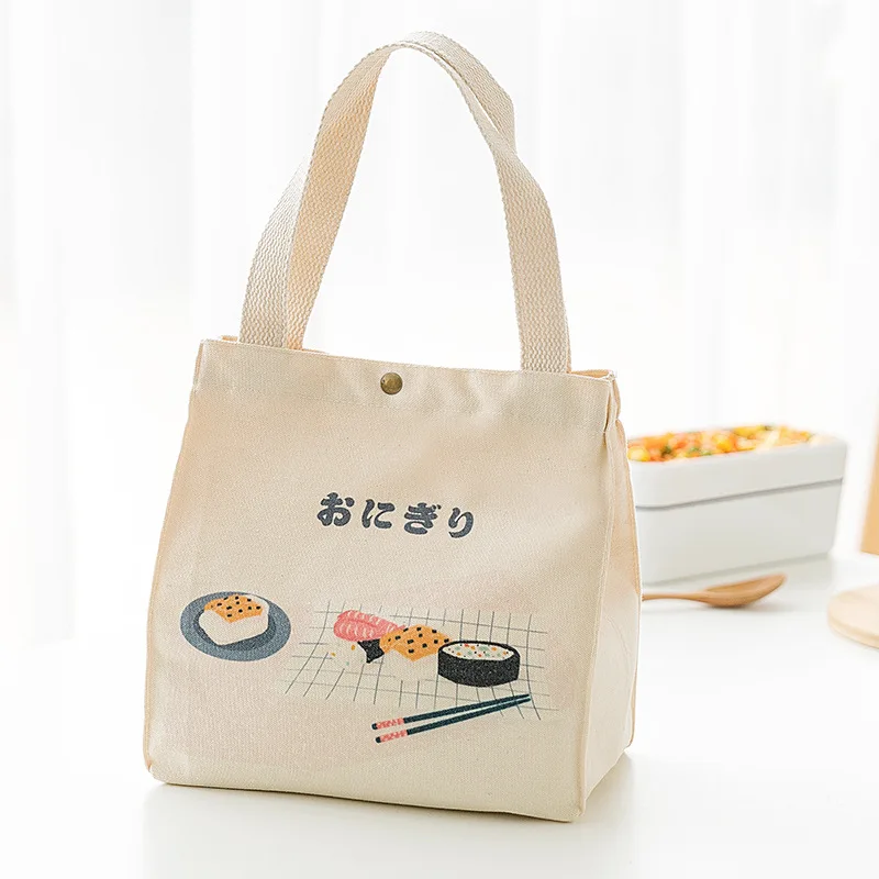 Lunch Bag Canvas Lunch Box Drawstring Picnic Tote Eco Cotton Cloth Small Handbag Dinner Container Food Storage Bags