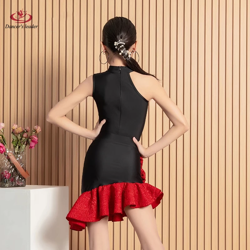 새로운 봄/여름 라틴 댄스 드레스 소녀의 민소매 스커트 트레이닝 드레스 고급 퍼포먼스 트레이닝 드레스
