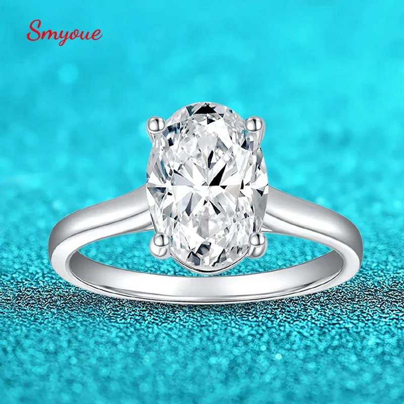 

Smyoue 1-3CT Oval Cut Real Moissanite Rings for Women Doveggs Wedding Band 100% S925 Sterling Silver Jewelry Proposal Ring GRA