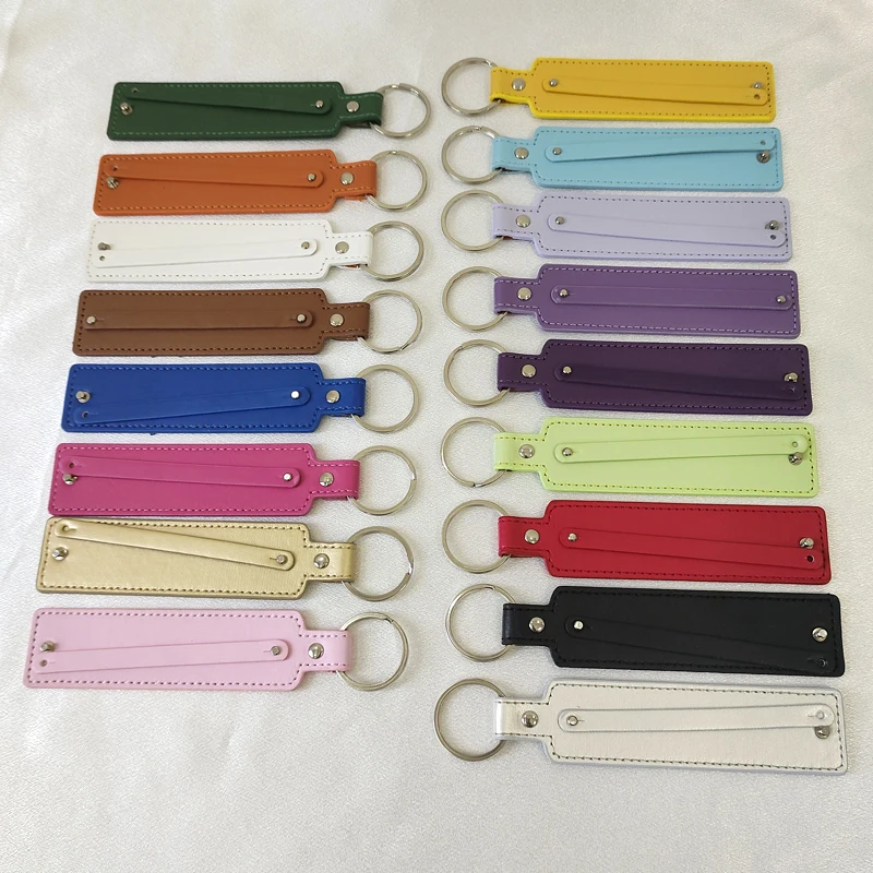 1pc PU leather Key chain with 8mm small belt fit for 8mm slide charm slide letters women men Christmas gifts