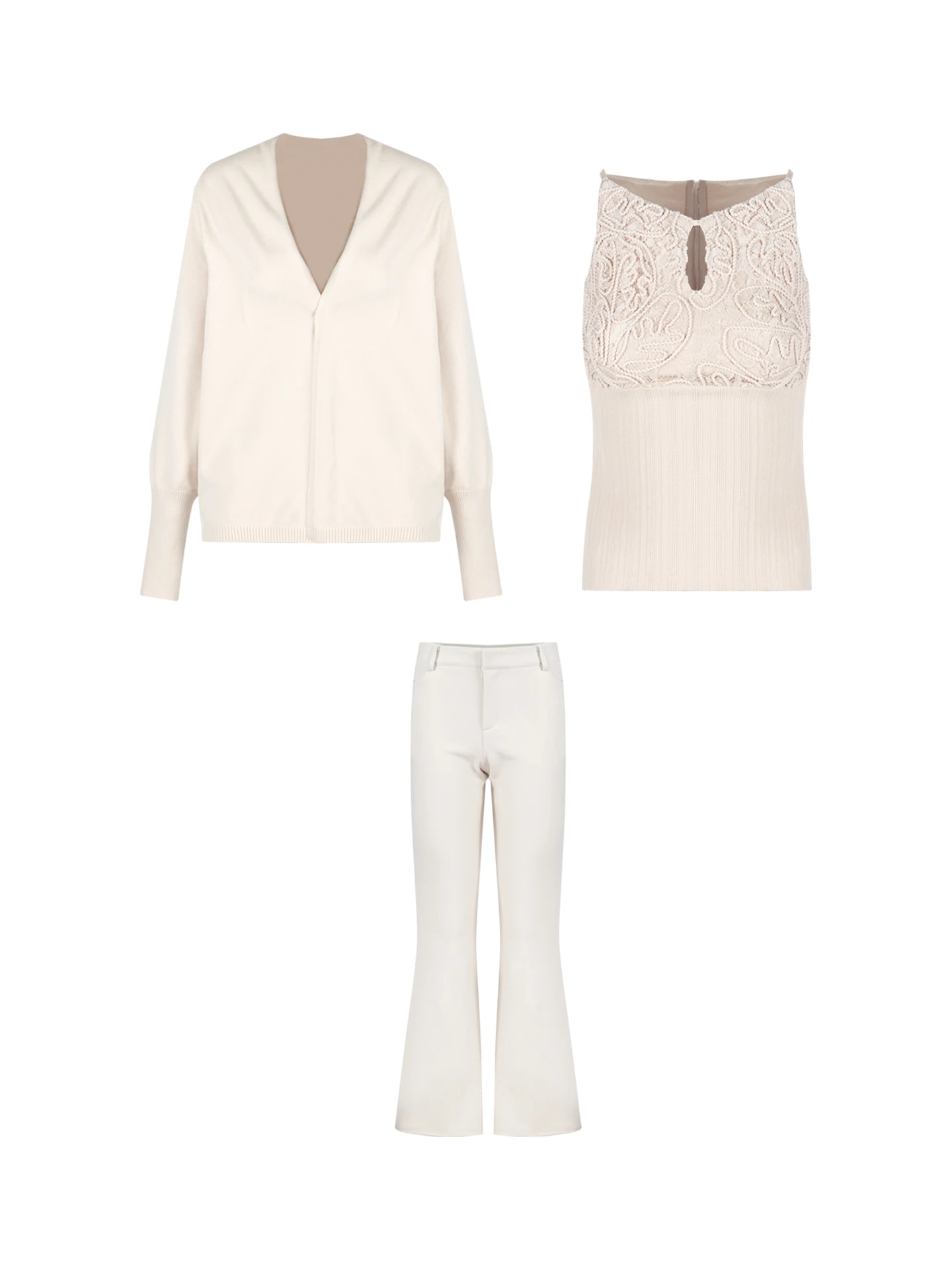 Conjunto de Ropa de Punto con Mangas de Murciélago de la Serie Gentle para Mujer, con Chaleco y Pantalones Casuales, Traje de Tres Piezas, Moda de Primavera