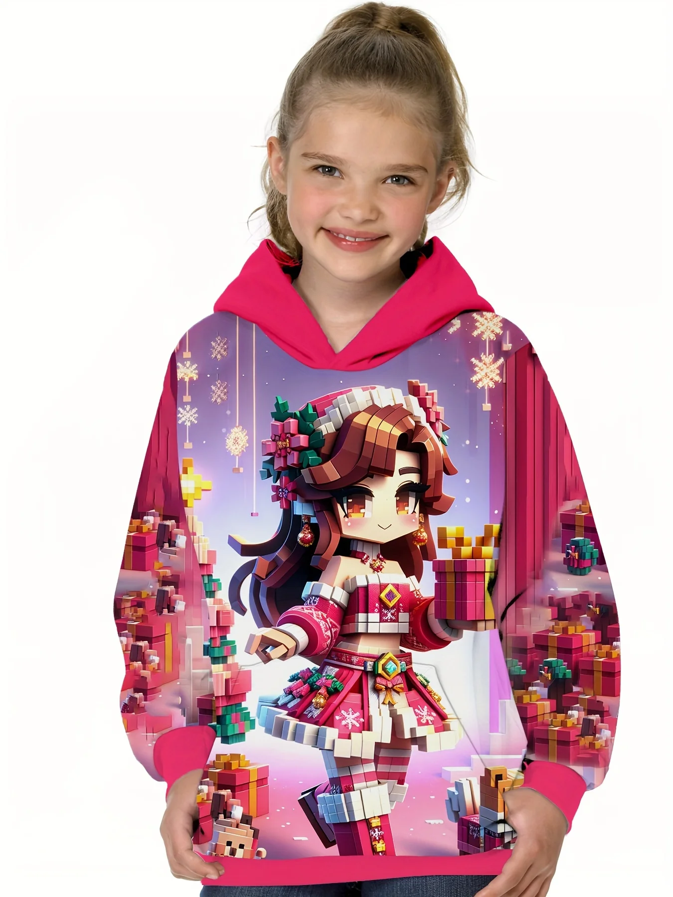 

Children's Hoodie Long Sleeve Girls Summer Clothing Christmas Cartoon Character Kawaii Crew Neck Children's Clothing Girls Top