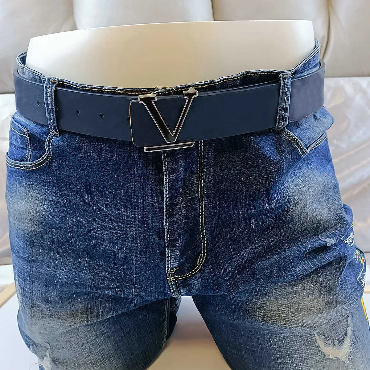 クラシックリバーシブルメンズベルトヴィンテージレタースムースバックルメンズレディースパンツベルトデザイナーデニムパンツベルト幅-38-センチメートル