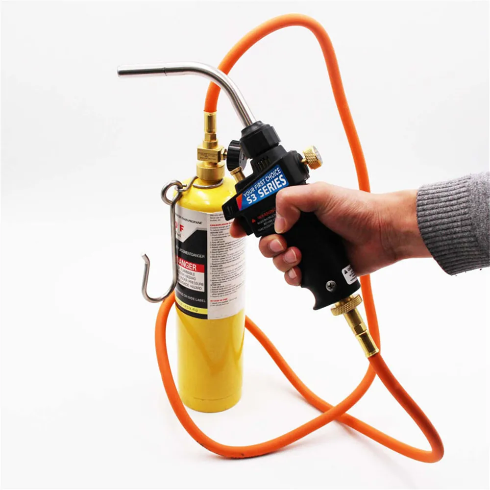 Braze Welding Torch Self Ignition Piezo Trigger CGA600 Heating Solder Burner 1.5meter Hose MAPP Propane Gas Torch