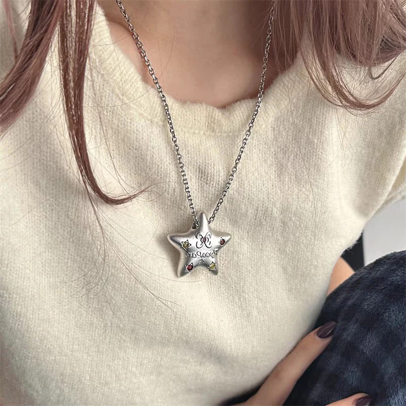 Star Pendant Necklace For Women Y2K Hip Hop Cool Hot Girls Chains Choker Korean Fashion Jewelry