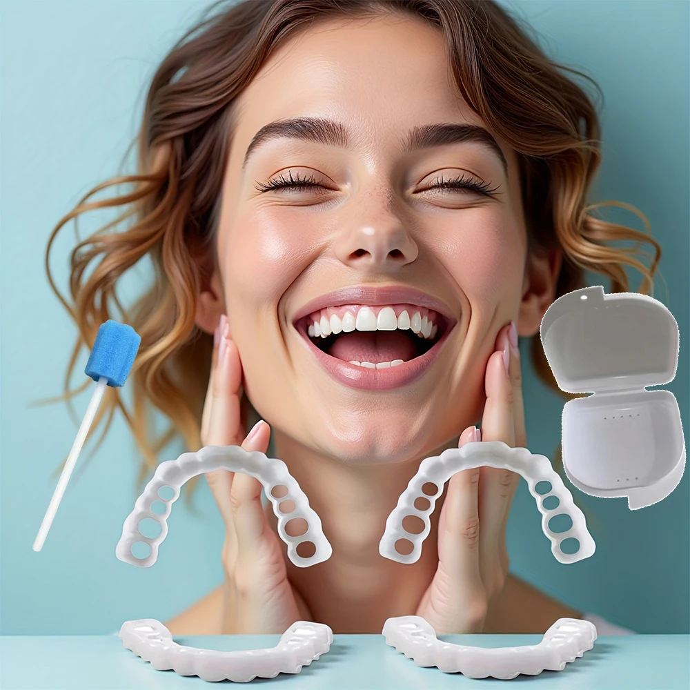 

Snap On Whitening Teeth Veneers, Comfortable Full Mouth Temporary Cover, Washable reusable for H2931
