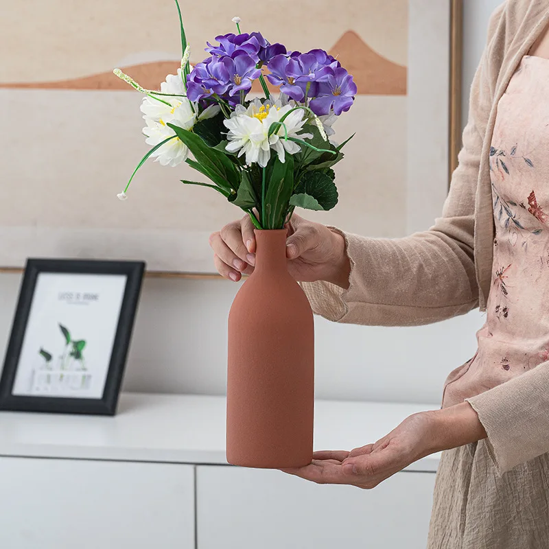 5Pcs Morandi Matte Ceramic Vase Set Minimalist Solid Color Dried Flower Vase Table Home Decor