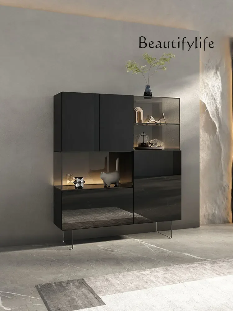 

dining side living room wall storage display dining room wine cabinet new Italian glass wine cabinet light luxury high-end