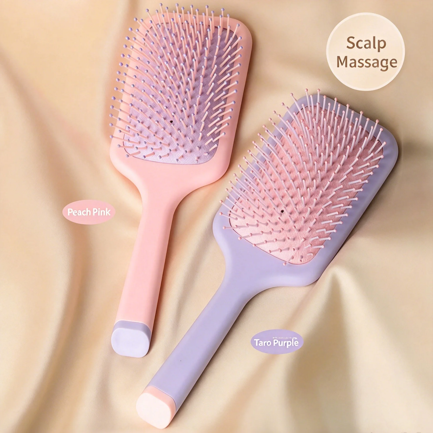 Paddle Hair Brush Upgraded Air Cushion Detangler Brush with Flexible Round-Tipped Bristles for Scalp Massage for Fine Curly