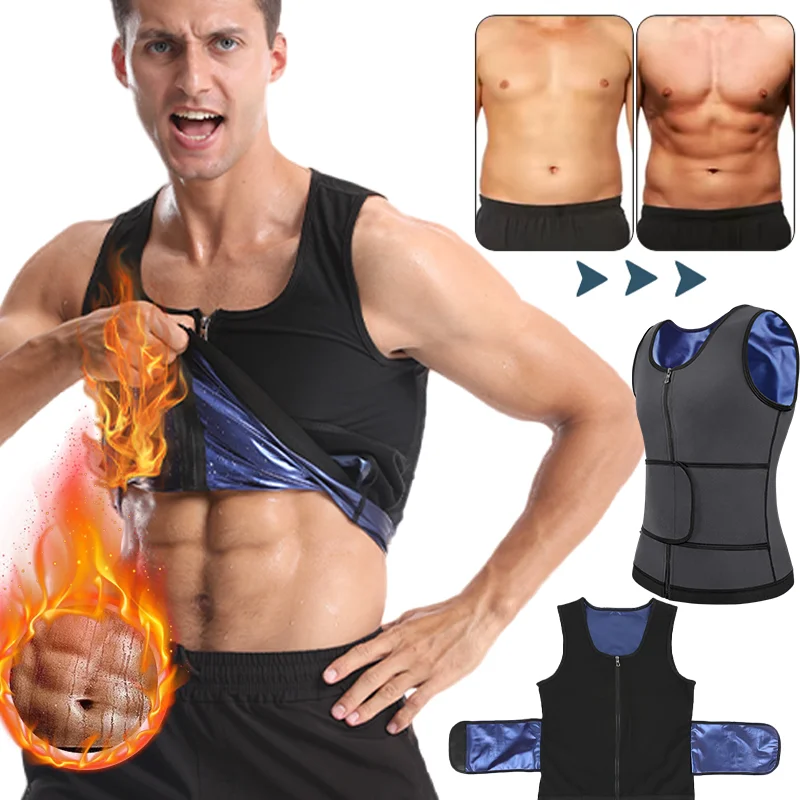 الرجال محدد شكل الجسم البطن المخفض عرق سترة ساونا حزام اللياقة البدنية مدرب خصر البطن التخسيس ملابس داخلية الدهون الموقد مشد علوي