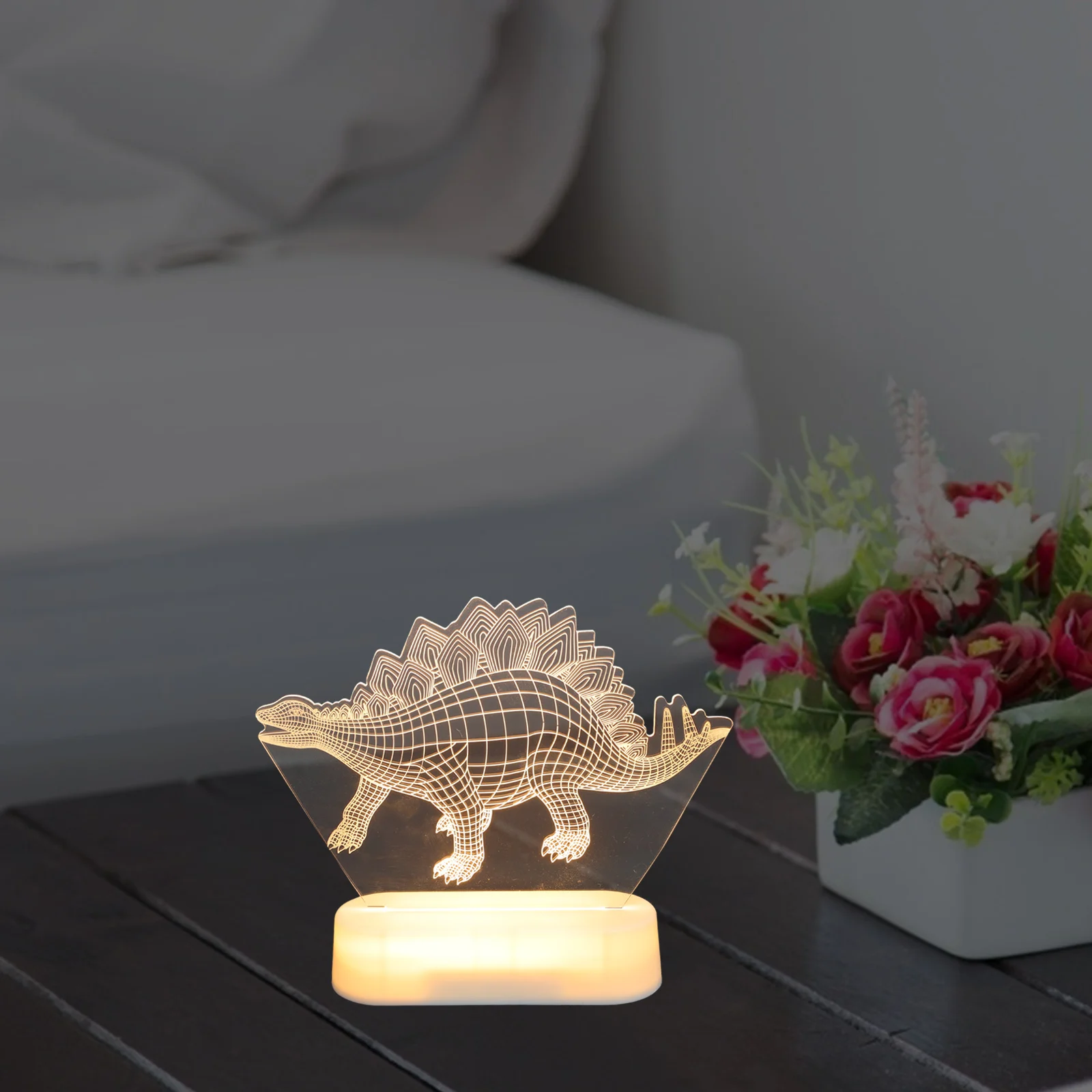 Ozdoby Lampki Nocne Dekoracje Dekoracja Biurka Lampka Nocna Dinozaur 3D Stolik Nocny Lampka Nocna z Kreskówkowym Zwierzęciem Plastikowa Pokój Dziecięcy