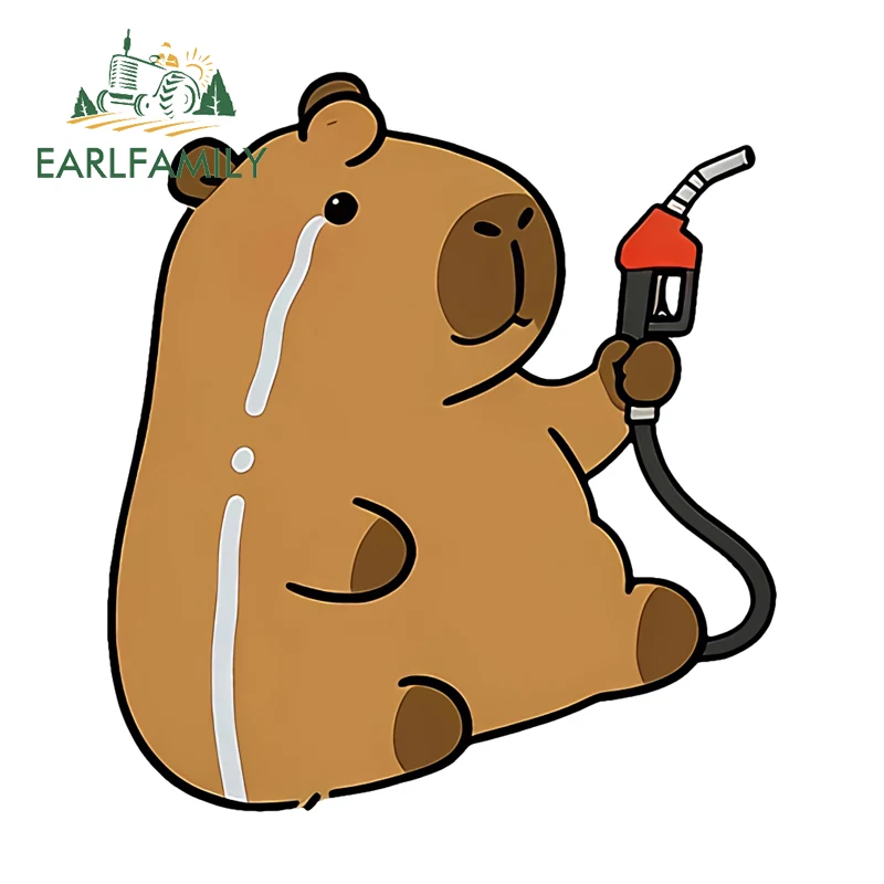 

Наклейки для автомобиля EARLFAMILY с капибарой, аниме-мультяшные графические наклейки на топливный бак, водонепроницаемые наклейки на бампер, аксессуары для декора автомобиля