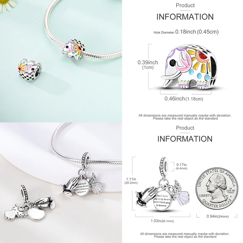 925 Sterling Silber Kaffeekanne Pfotenabdruck Koffer Kunstpalette Böser Blick Elefanten-Charm-Perlen Original DIY Armband Geschenk für Frauen – Detail 20