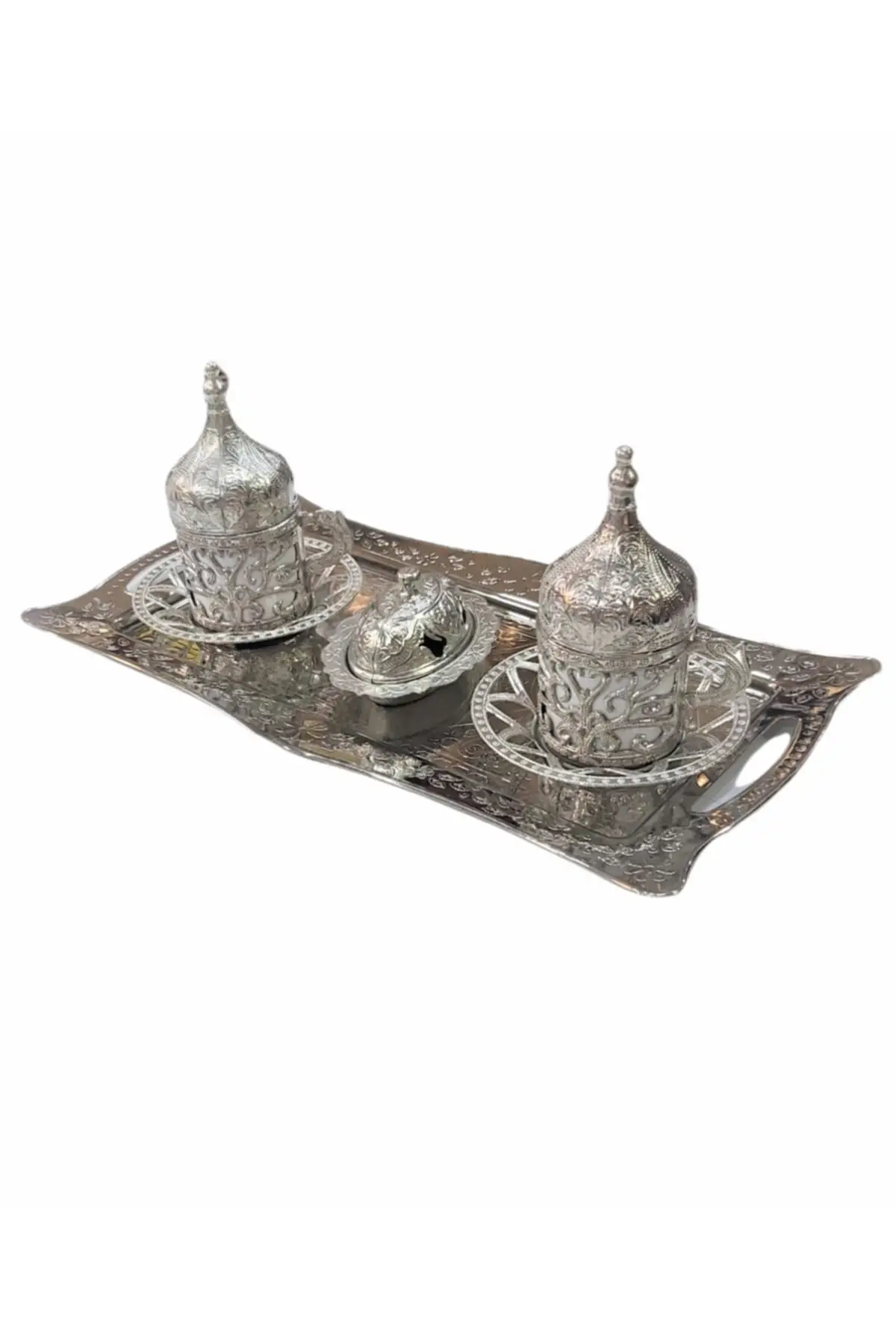 

DOLBOVI 2 person Lokumluklu presentation tray antique turkish coffee presentation set handmade espresso cup