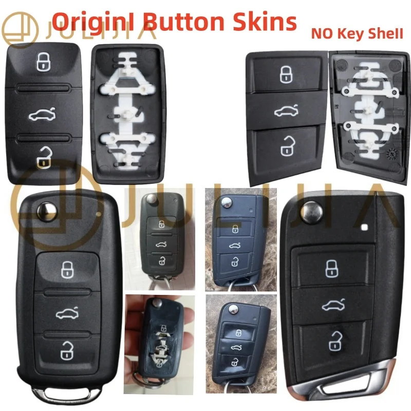 Replacement Shell Skin For VW Golf 7 Seat Passat Polo MK7 Touran Tiguan For Skoda Octavia Flip Remote Car Key Case Rubber Pad