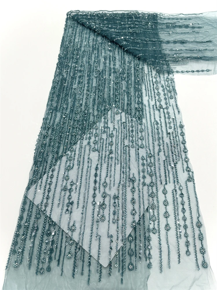 Нигерия, французский тюль, кружевная ткань, вышивка, африканская кружевная ткань ручной работы с бисером, элитный сетчатый материал, роскошные блестки для вечеринки