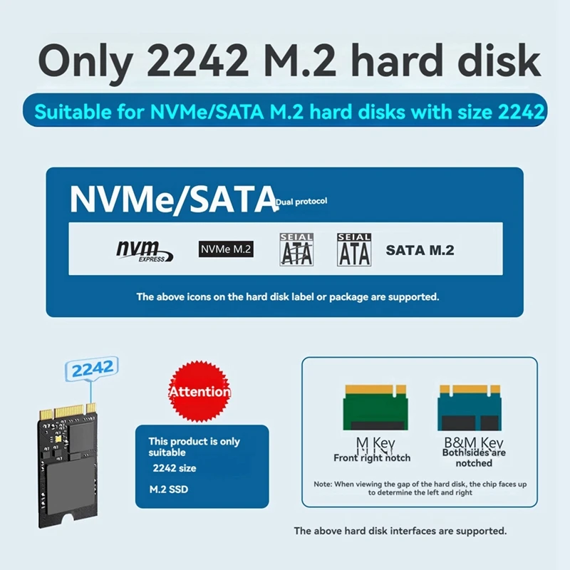 Shuole 2242 M.2 NVME/NGFF SATA SSD Enclosure With Screen Display USB 3.2 Gen2 Type-C 10 Gbps External M2 Case For Laptop