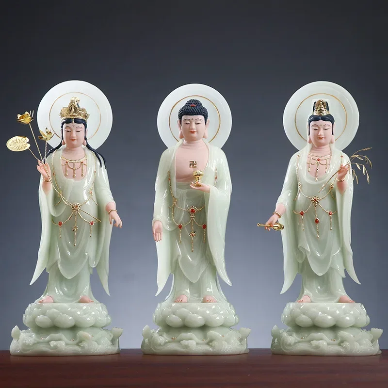 DSA   Western Three Saints Buddha Statue Ornament Home Furnishing  Bodhisattva Amitabha Buddha is on the rise